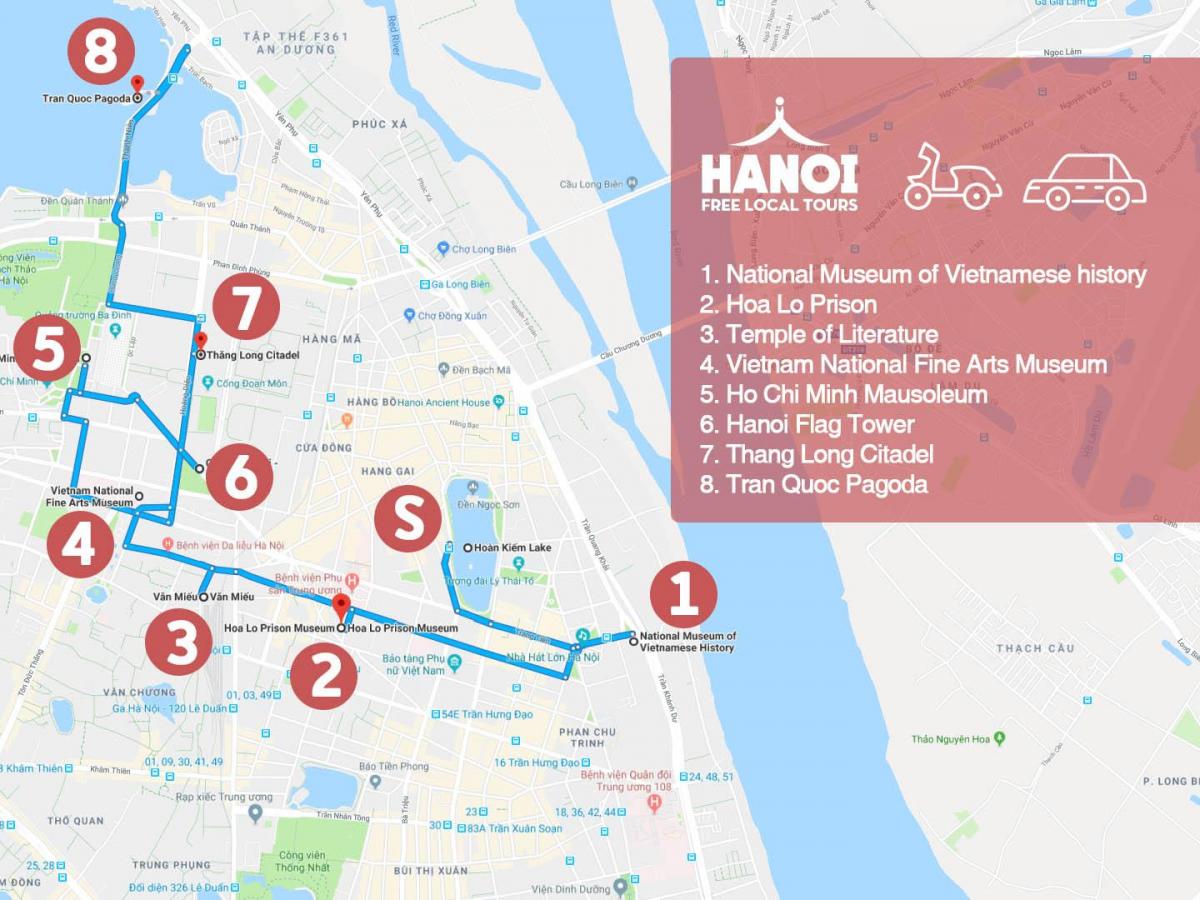 de franse wijk van hanoi wandeling kaart