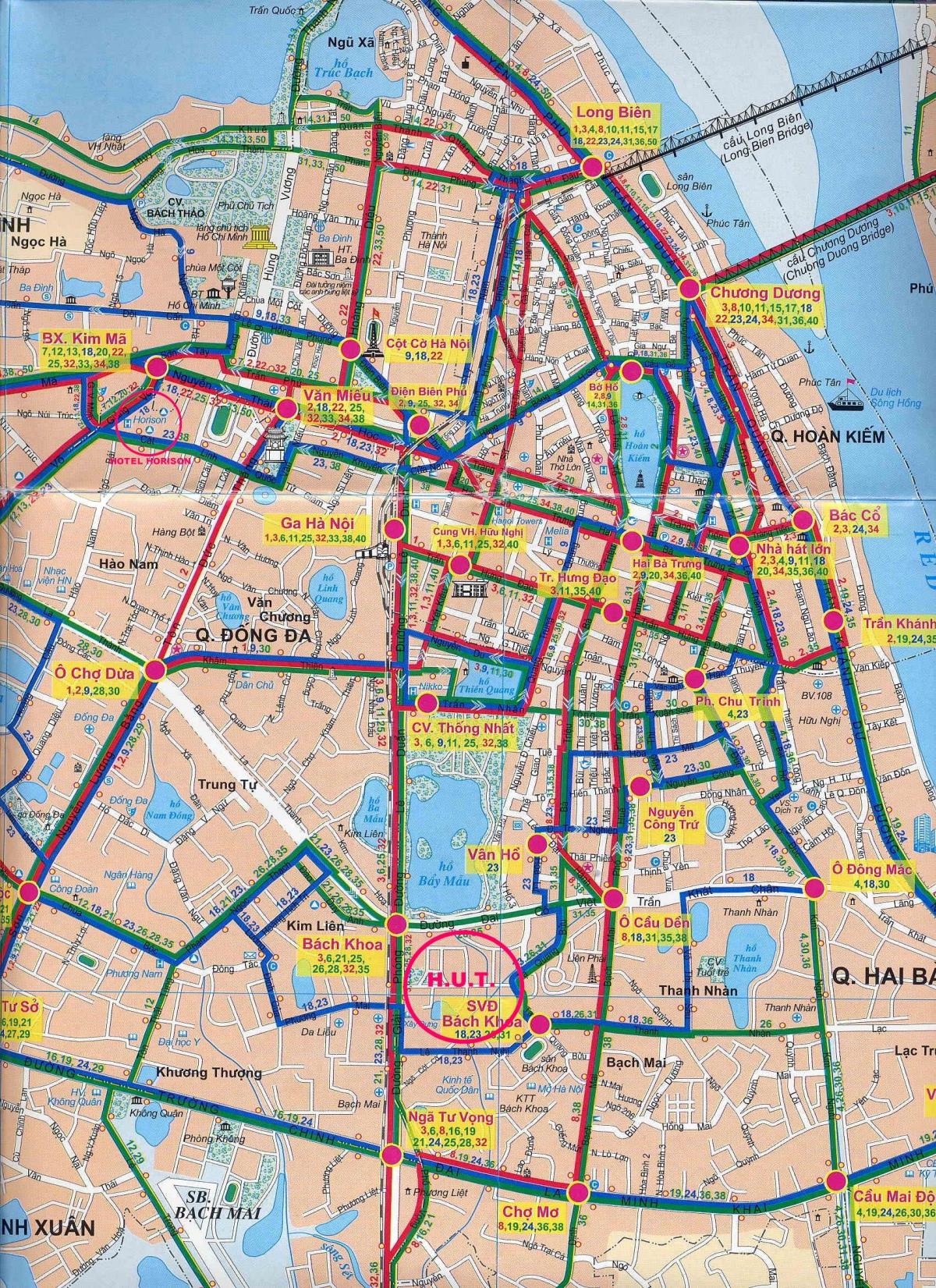 Kaart van de stad hanoi de bus