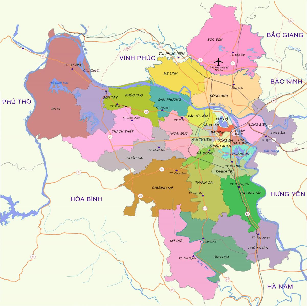 Kaart van hanoi wijk